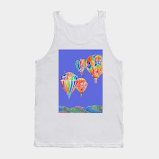 Hot Air Balloon Watercolor Painting on Purple Balloons Tank Top